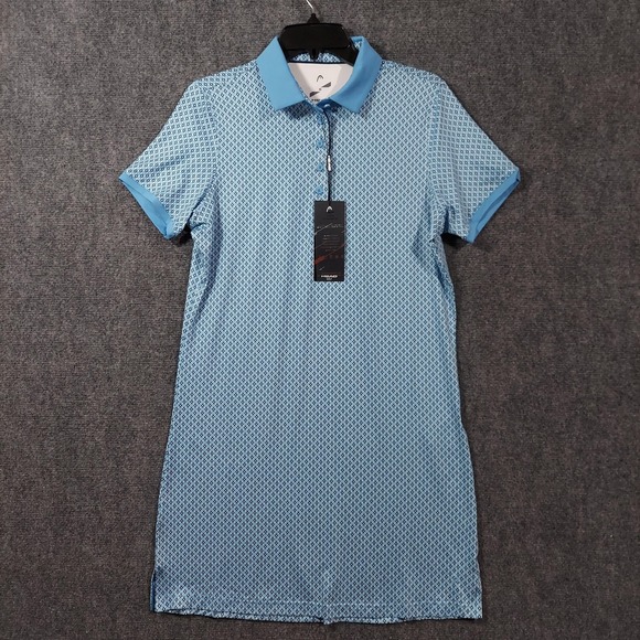 HEAD Golf Dress Womens Medium Blue Celine Polo Shirt Moisture Wicking Stretch - Picture 1 of 11